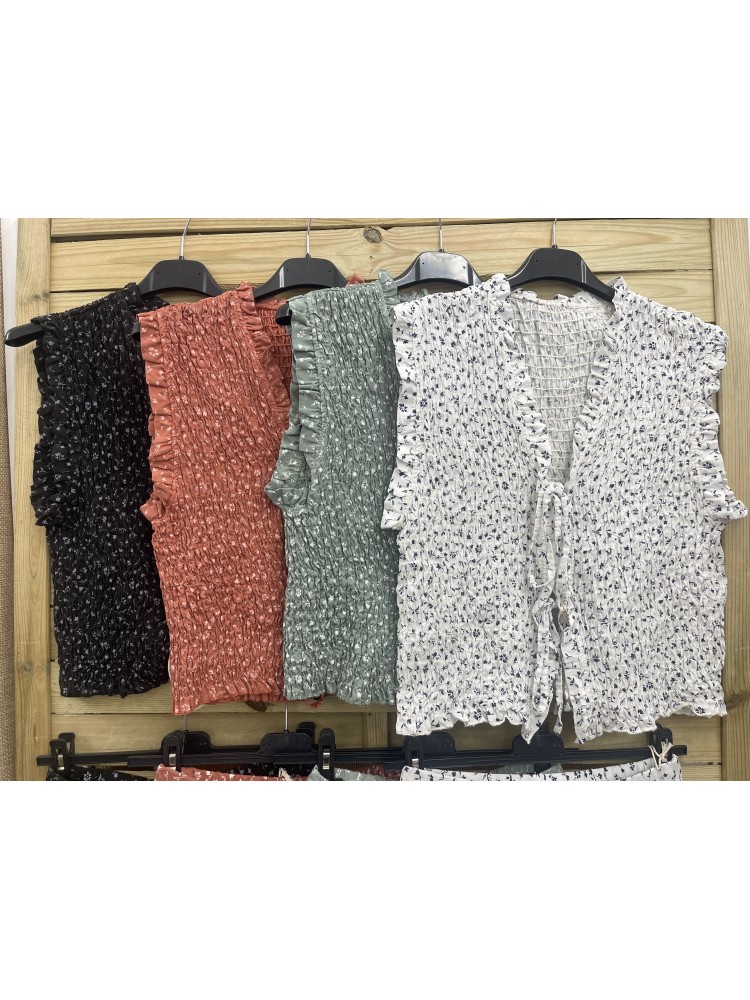 Chaleco fruncido florecitas