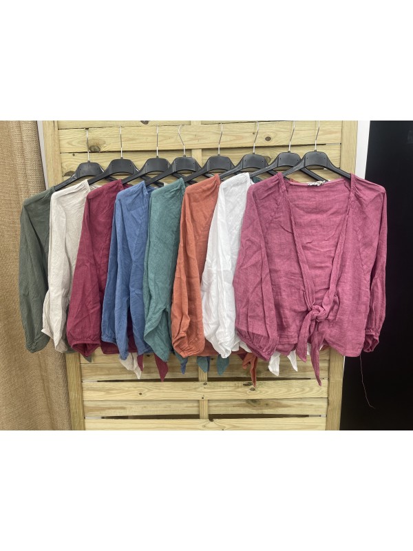 Camisa abierta con nudo de lino