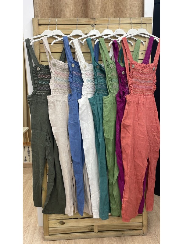 Peto de lino con hilitos de colores