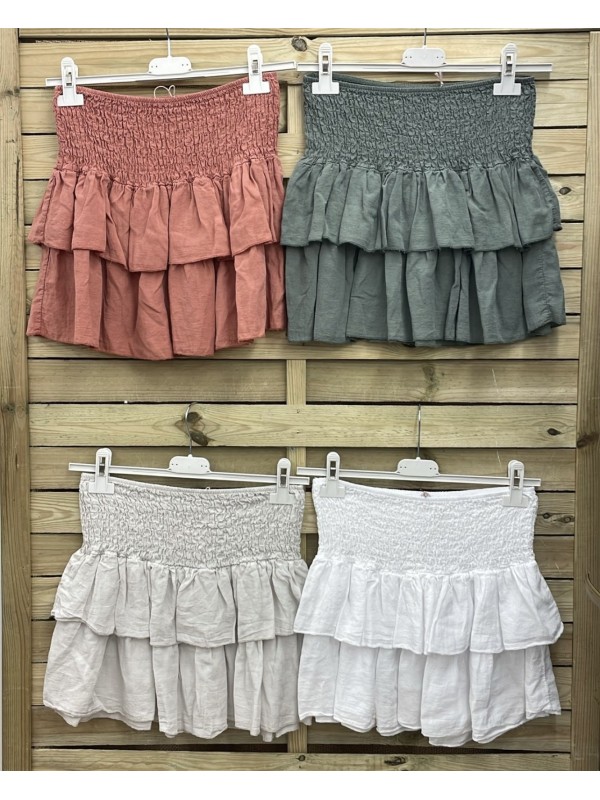 Falda pantalón lino doble volante
