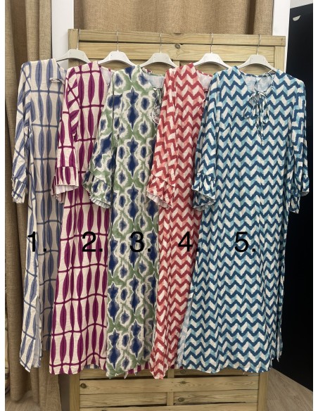 Vestido largo lazo con volantito en mangas