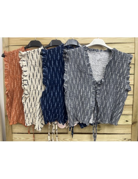 Chaleco fruncido doble lazo trigo