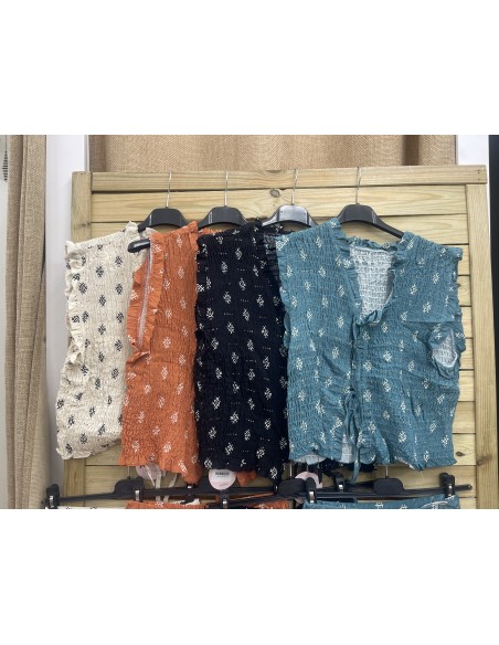 Chaleco fruncido doble lazo cruces