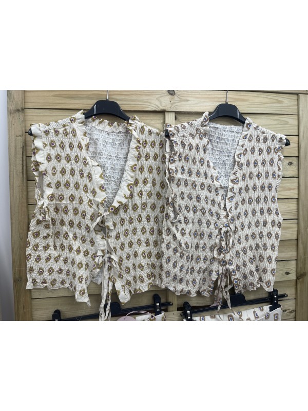 Chaleco fruncido doble lazo girasol