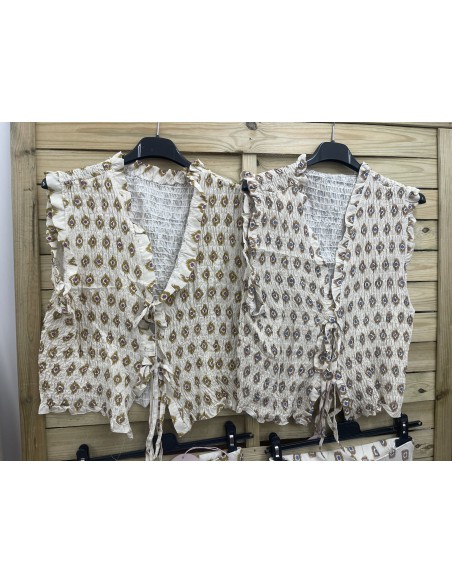 Chaleco fruncido doble lazo girasol