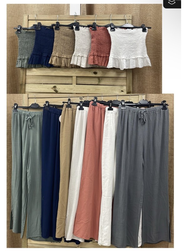 Pantalón lino pesquero rajas laterales