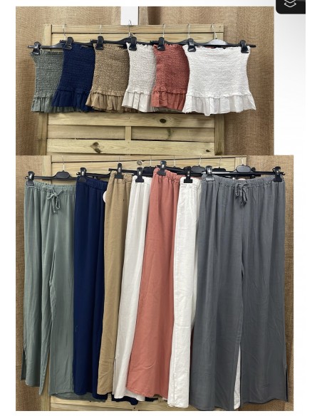 Pantalón lino pesquero rajas laterales