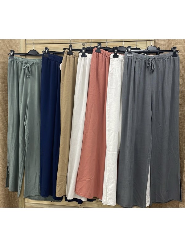 Pantalón lino pesquero rajas laterales 2