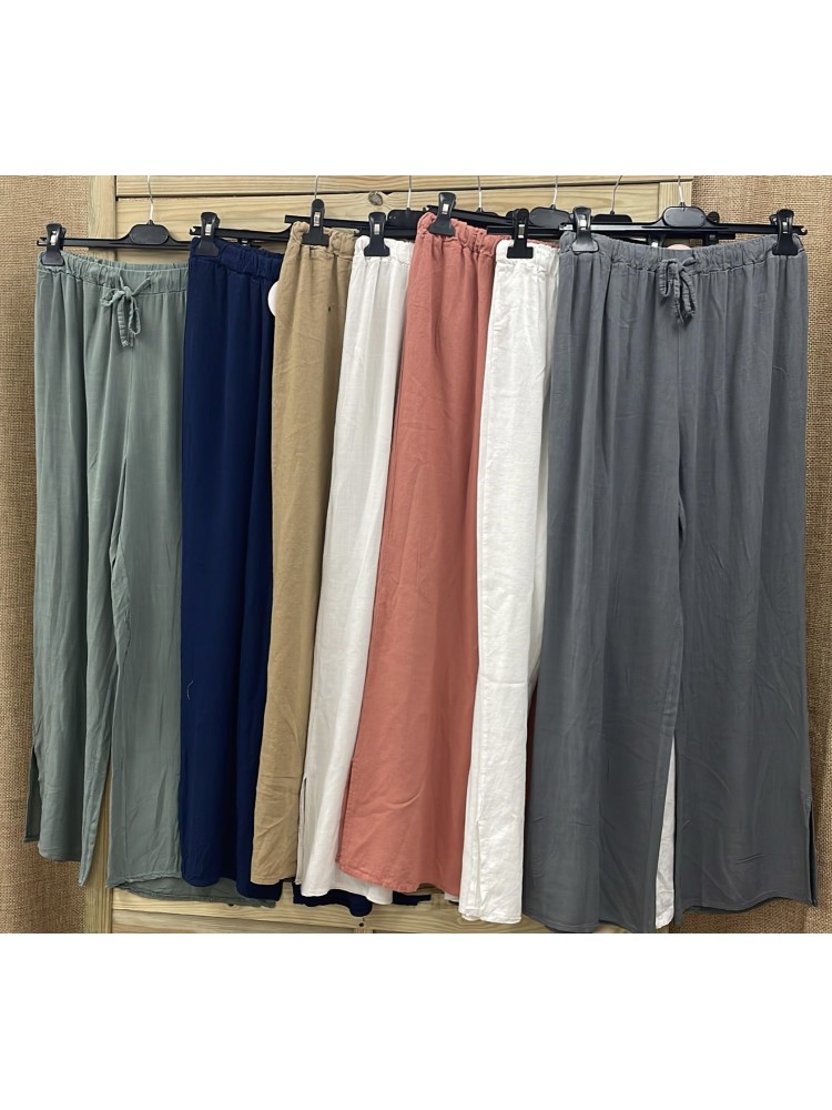 Pantalón lino pesquero rajas laterales