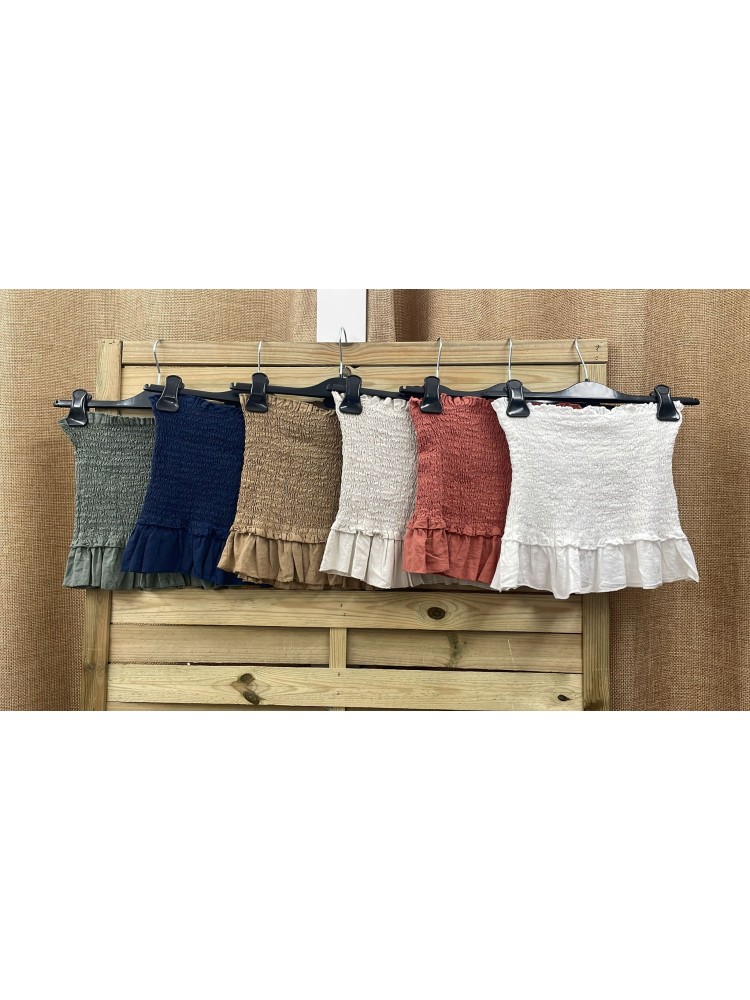 Top palabra lino fruncido con volantito