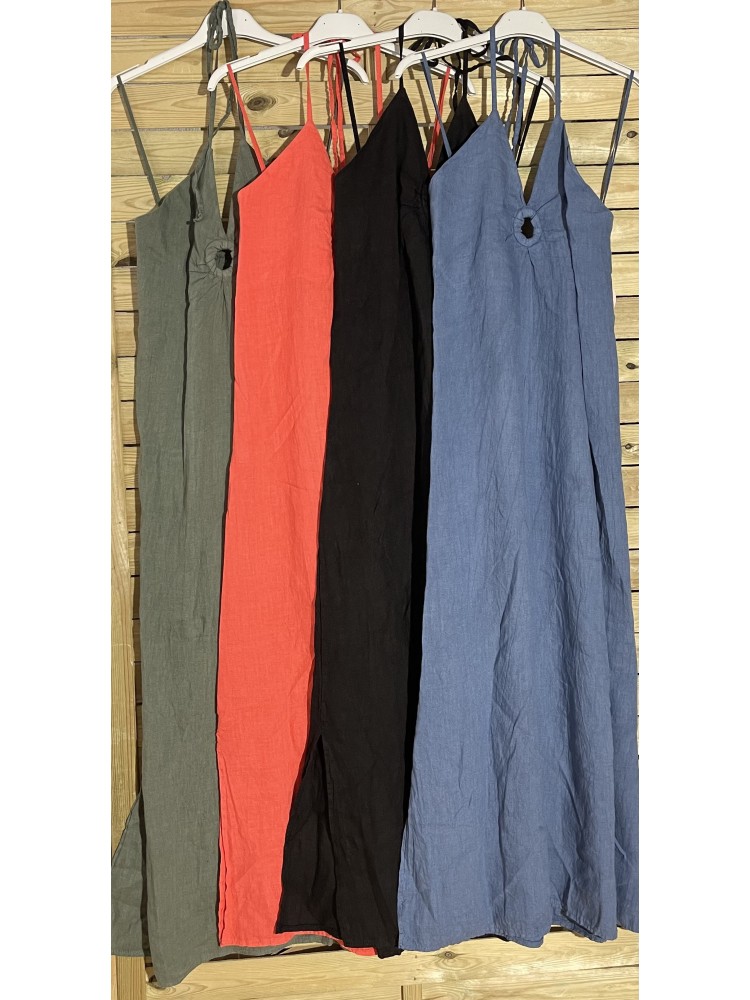 Vestido largo de lino aro delantero