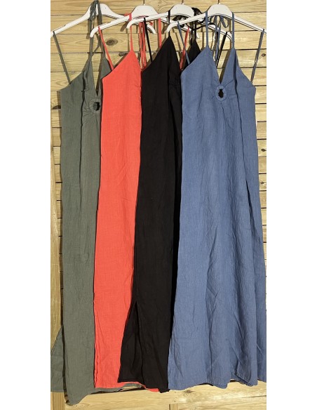 Vestido largo de lino aro delantero