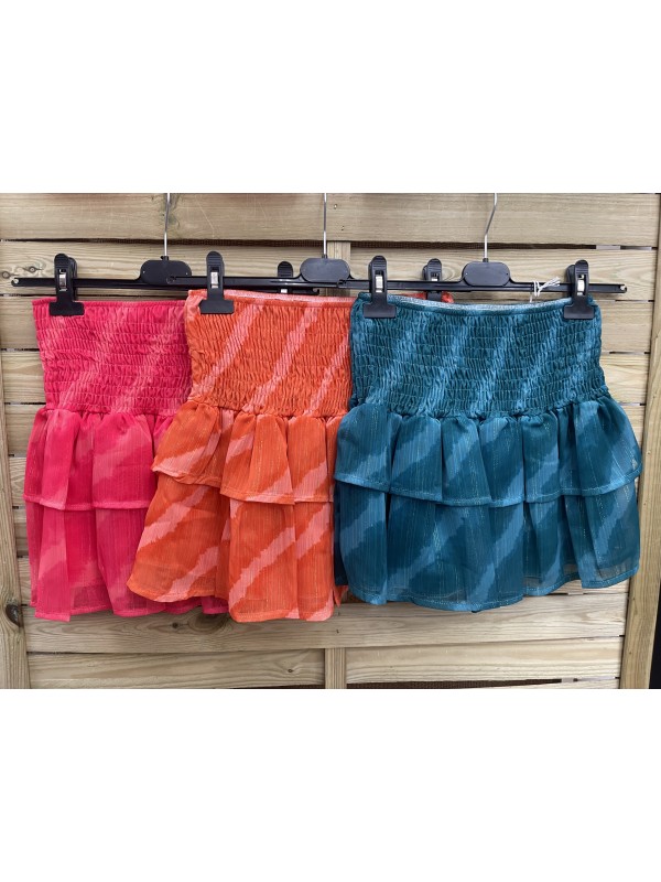 Falda mini rayas diagonales brillito