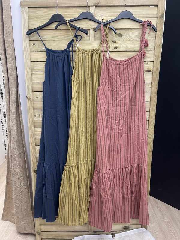 Vestido largo raya tostada