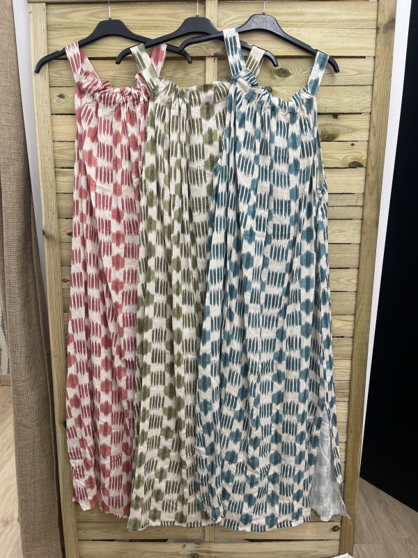 Vestido largo de sisa pinceladas