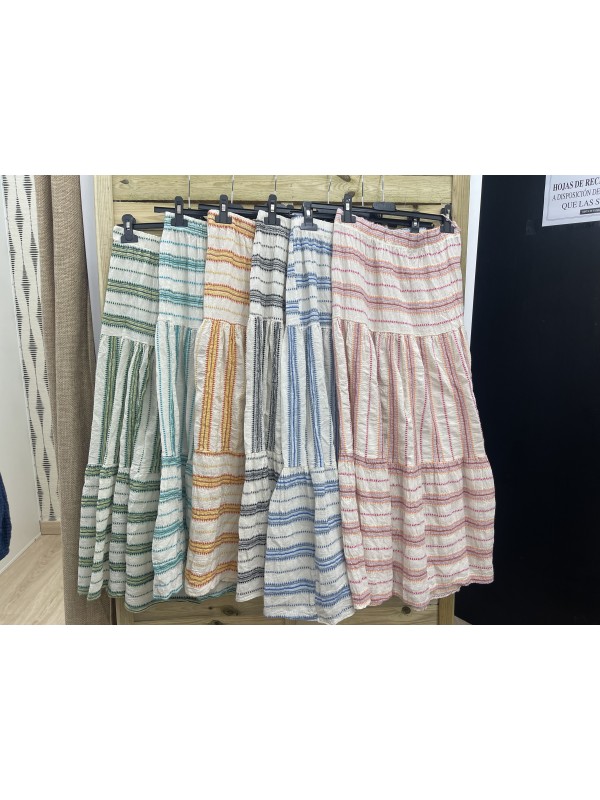 Falda midi hilitos de colores