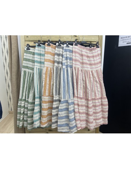 Falda midi hilitos de colores