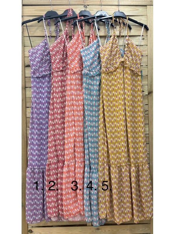 Vestido tirantas estampado volantito escote