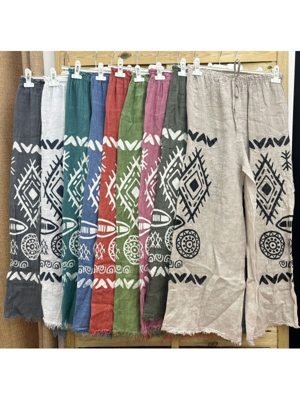 Pantalon lino dibujos con cordon