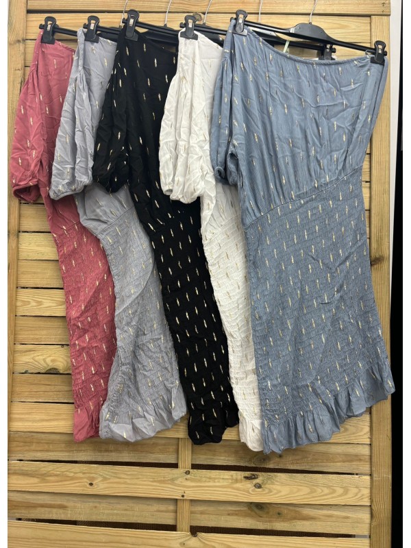 Vestido asimetrico pincelada dorada