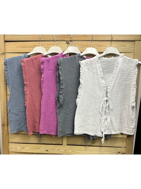 Chaleco fruncido hilitos plateados verticales 2