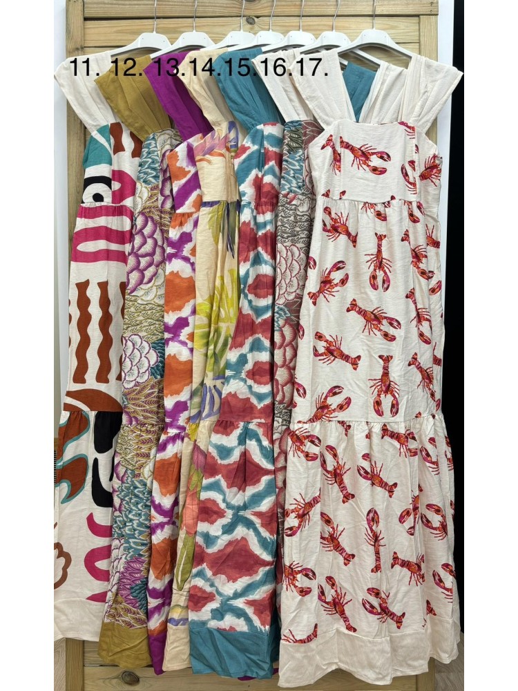 Vestido largo estampado con sisa lisa