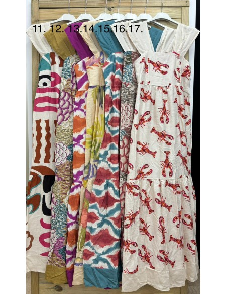 Vestido largo estampado con sisa lisa