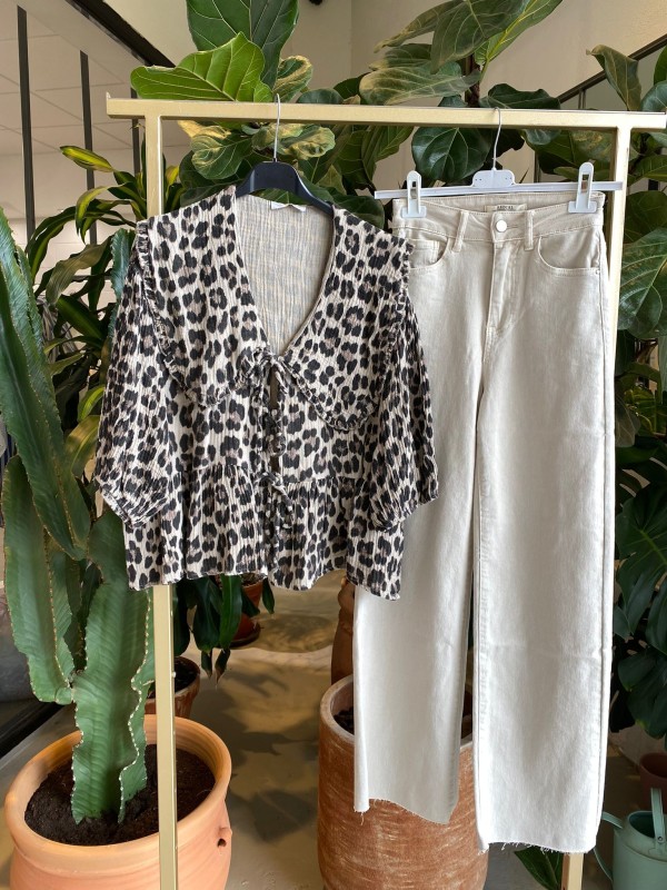 Camisa estampada lazos cuello bebe