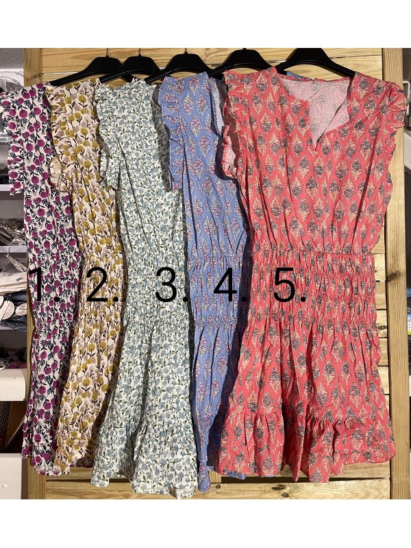 Vestido mini estampado triple frunce