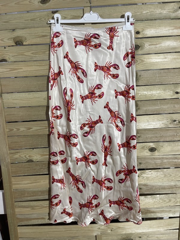 Falda midi satén langosta