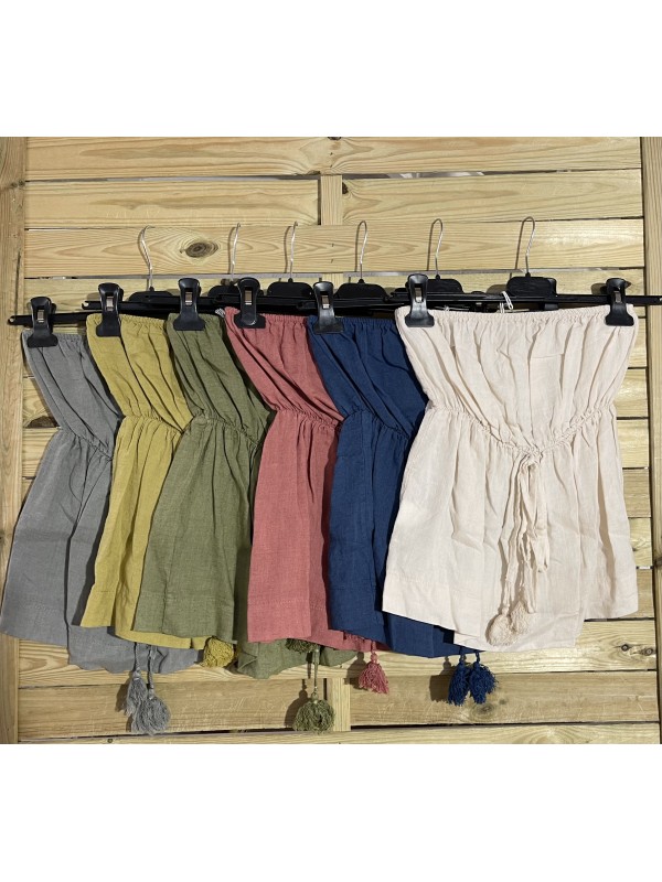 Top lino palabra con corte y cordon