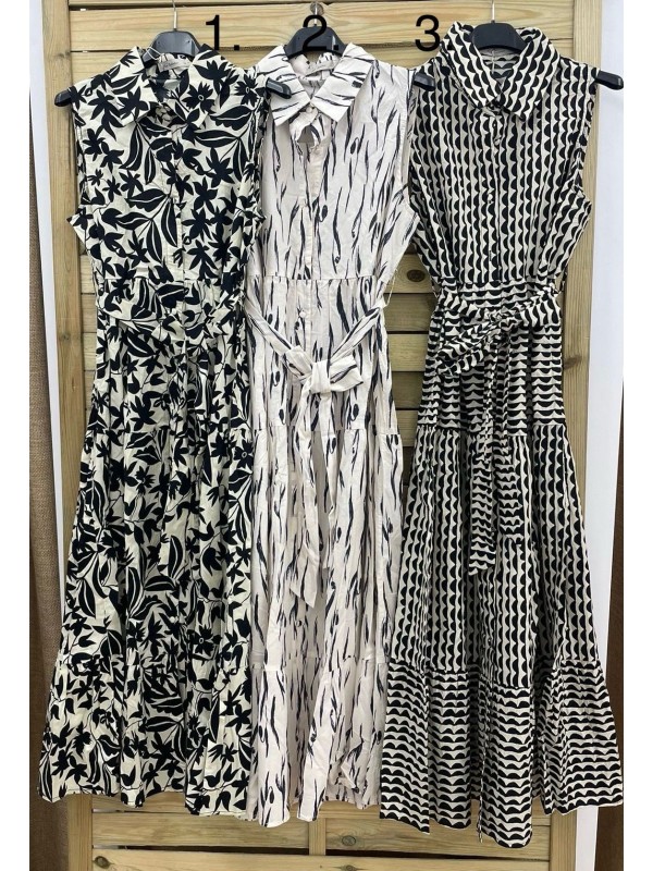 Vestido estampado botones y cinturon