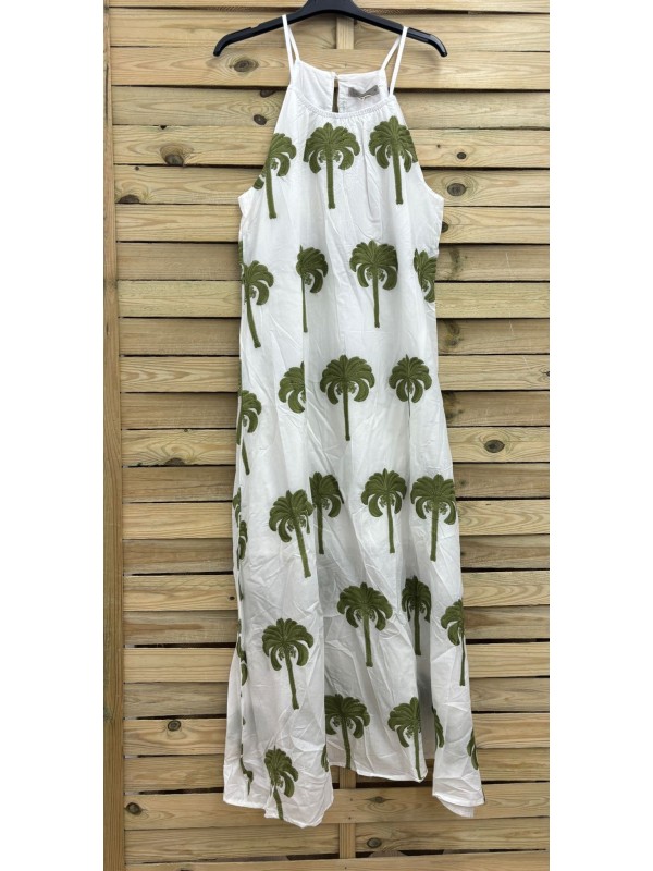 Vestido palmeras bordadas