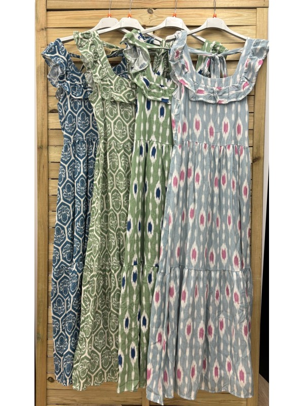 Vestido estampado lazo en espalda