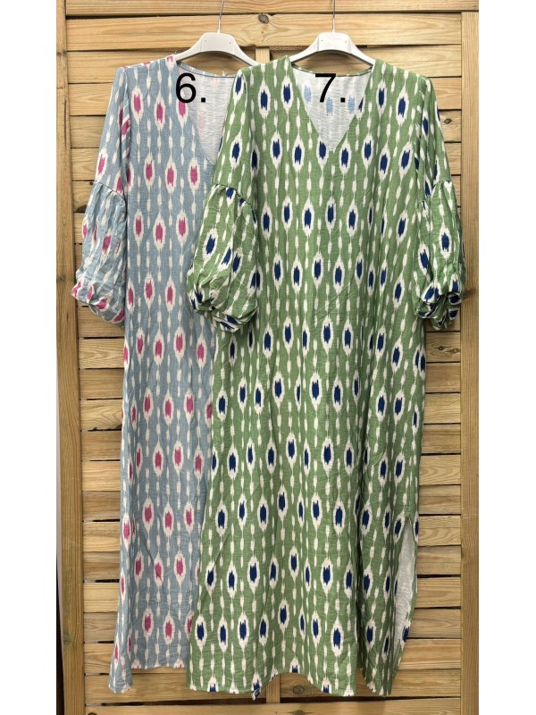 Vestido estampado manga abullonada con corte 2