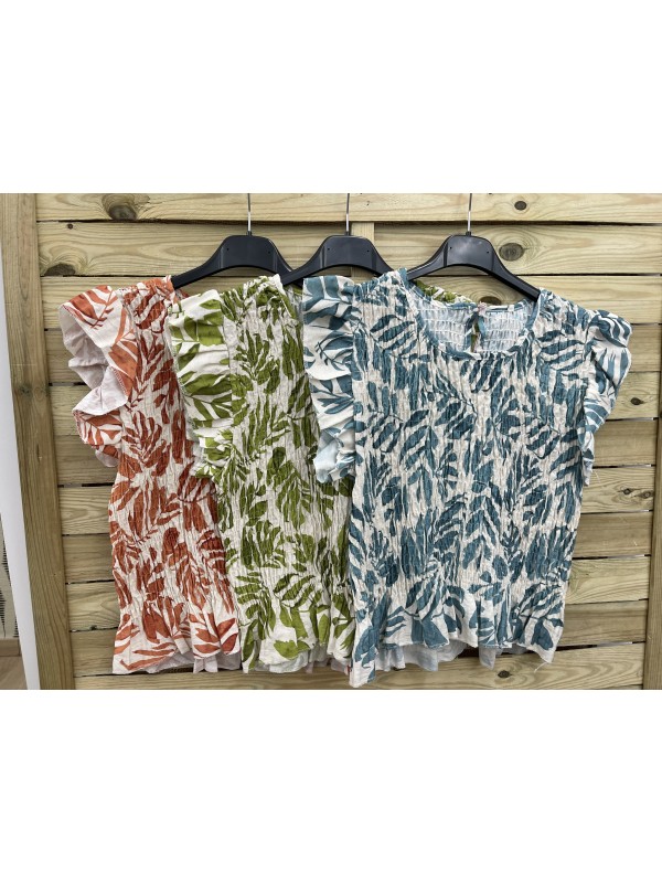 Camisa fruncida hojas