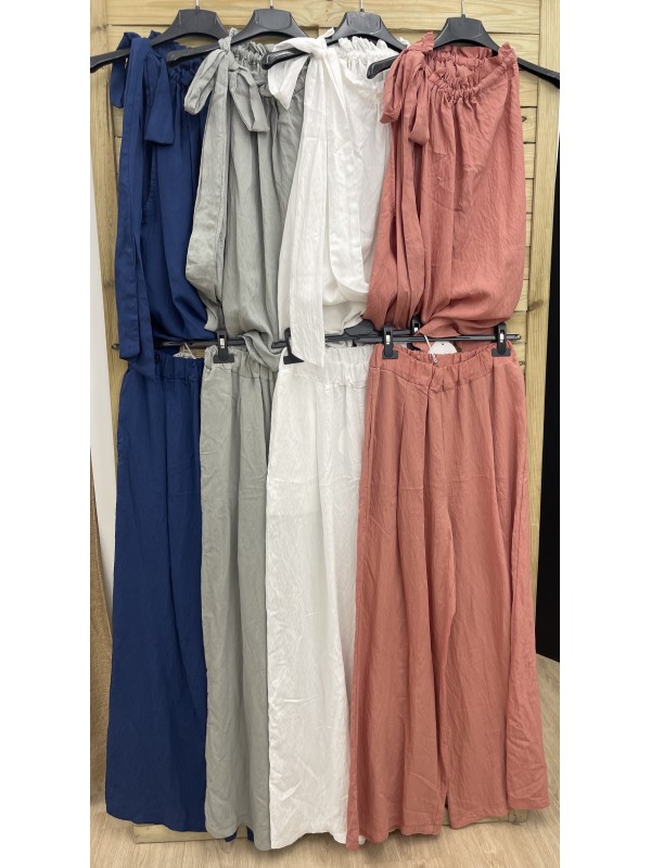 Pantalon liso cintura ancha y bolsillos 2