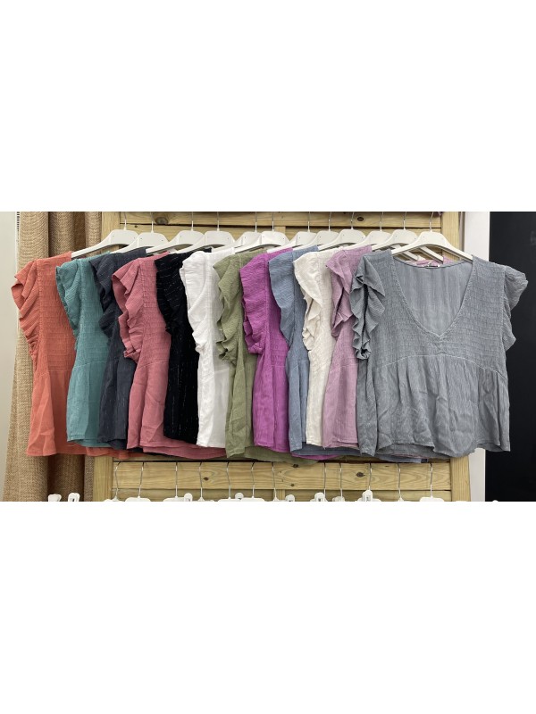 Camisa pecho fruncido hilitos plata vertical