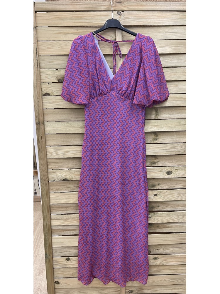 Vestido largo de gasa manga ancha