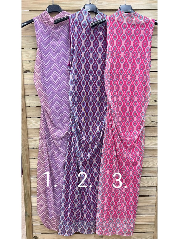 Vestido largo rombos de tul