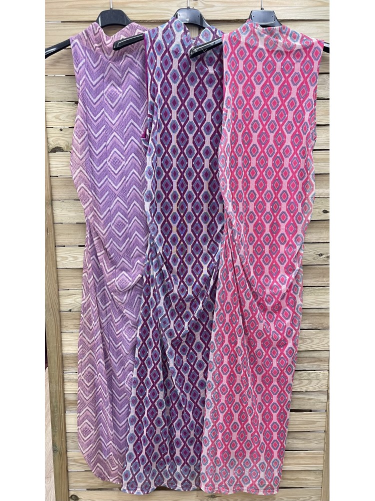 Vestido largo asimetrico manga corta con lazo