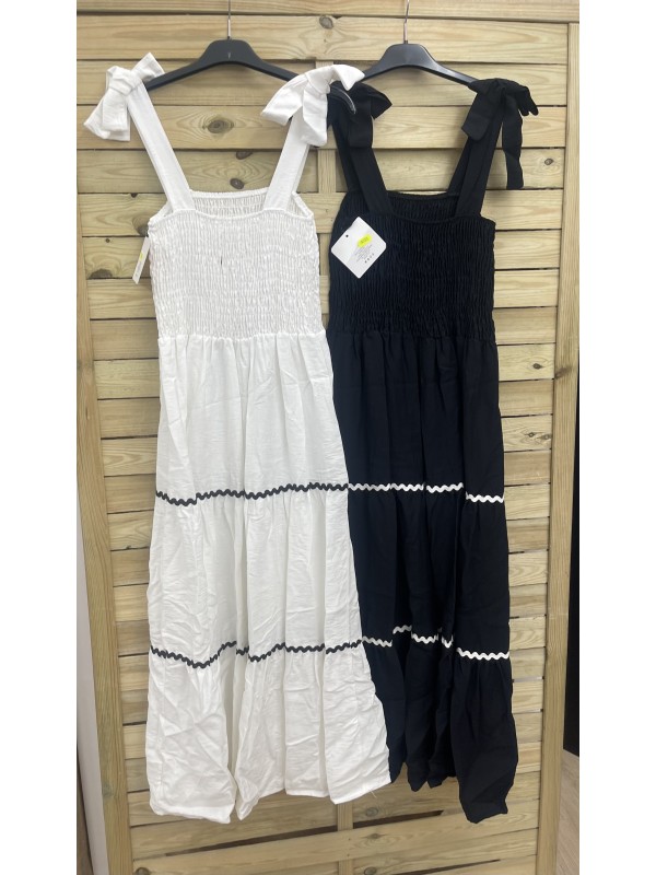 Vestido largo sandunga con pecho fruncido