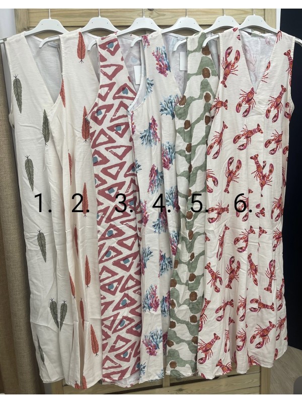 Vestido largo estampado pliegue