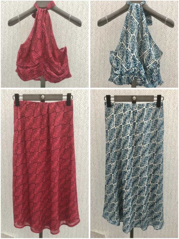 Falda gasa triple rombo midi