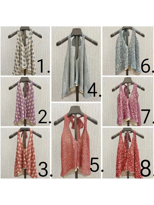 Top gasa doble capa cogido al cuello