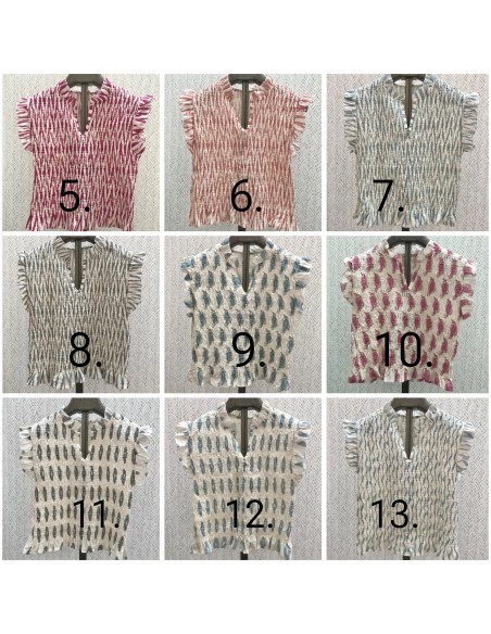 Camisa estampada fruncida de pico