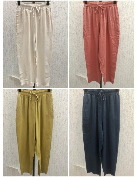 Pantalón básico con cintura elástica y cordon