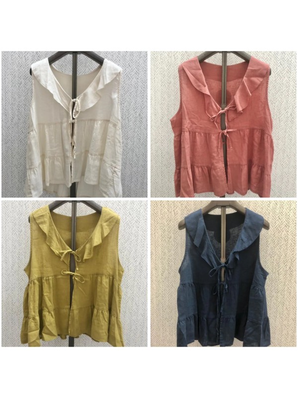 Camisa de sisa con vuelo y cordón