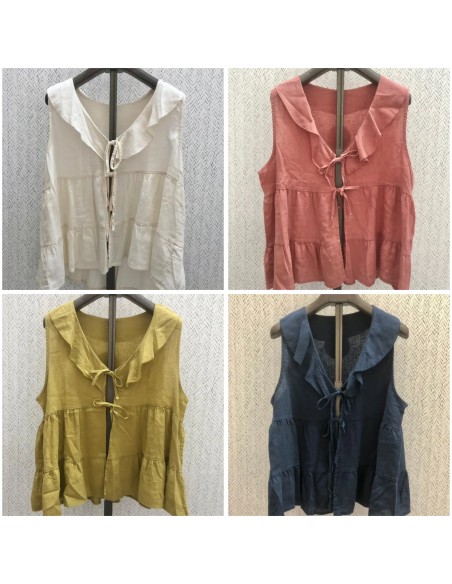 Camisa de sisa con vuelo y cordón