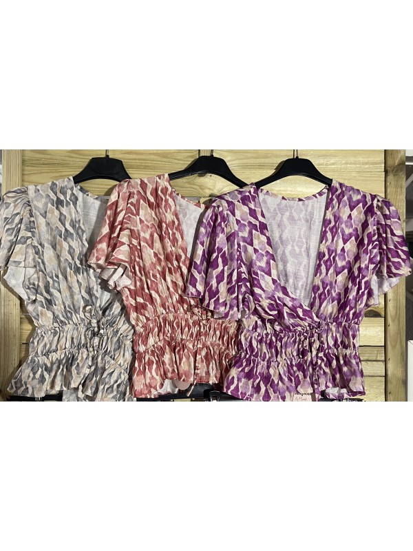 Top cruzado doble cordón print colores